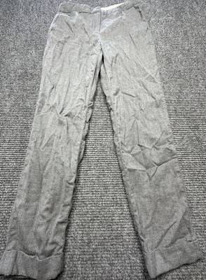Massimo Dutti Pants Womens 6 Gray Linen Blend Dress Trousers Cuffed Office Slim