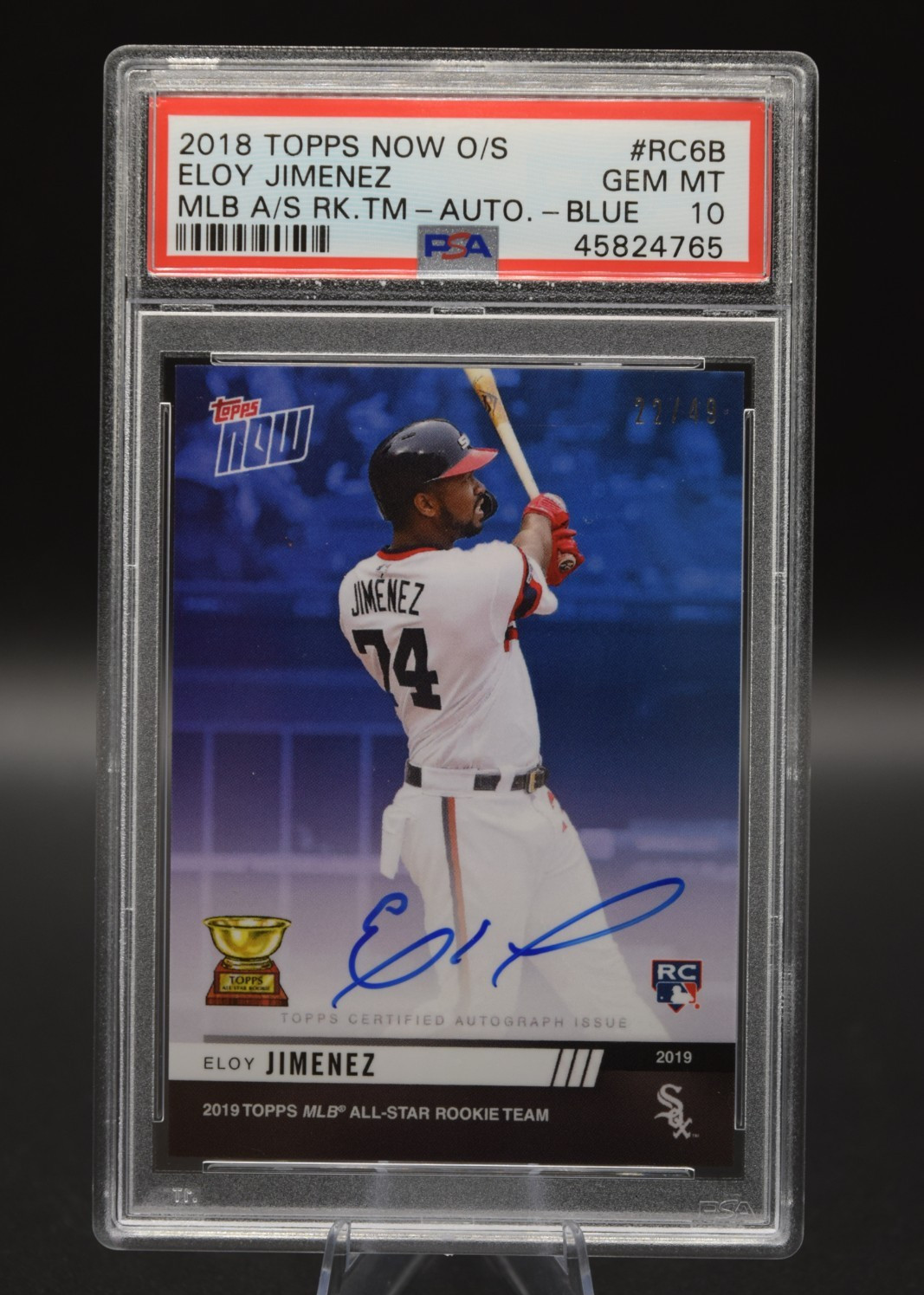 2019 Topps Now Eloy Jimenez Blue Rookie Cup RC Auto /49 - PSA 10