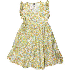 Tea Collection Girls Sz 12 Wrap Dress Yellow Floral Cotton EUC