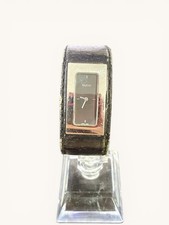 GUCCI 7800S Watch Black Leather Silver Quartz Ladies Working From Japan