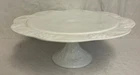 Vintage Milk Glass Cake Stand Grapes & Vines 13” Round 5” Tall
