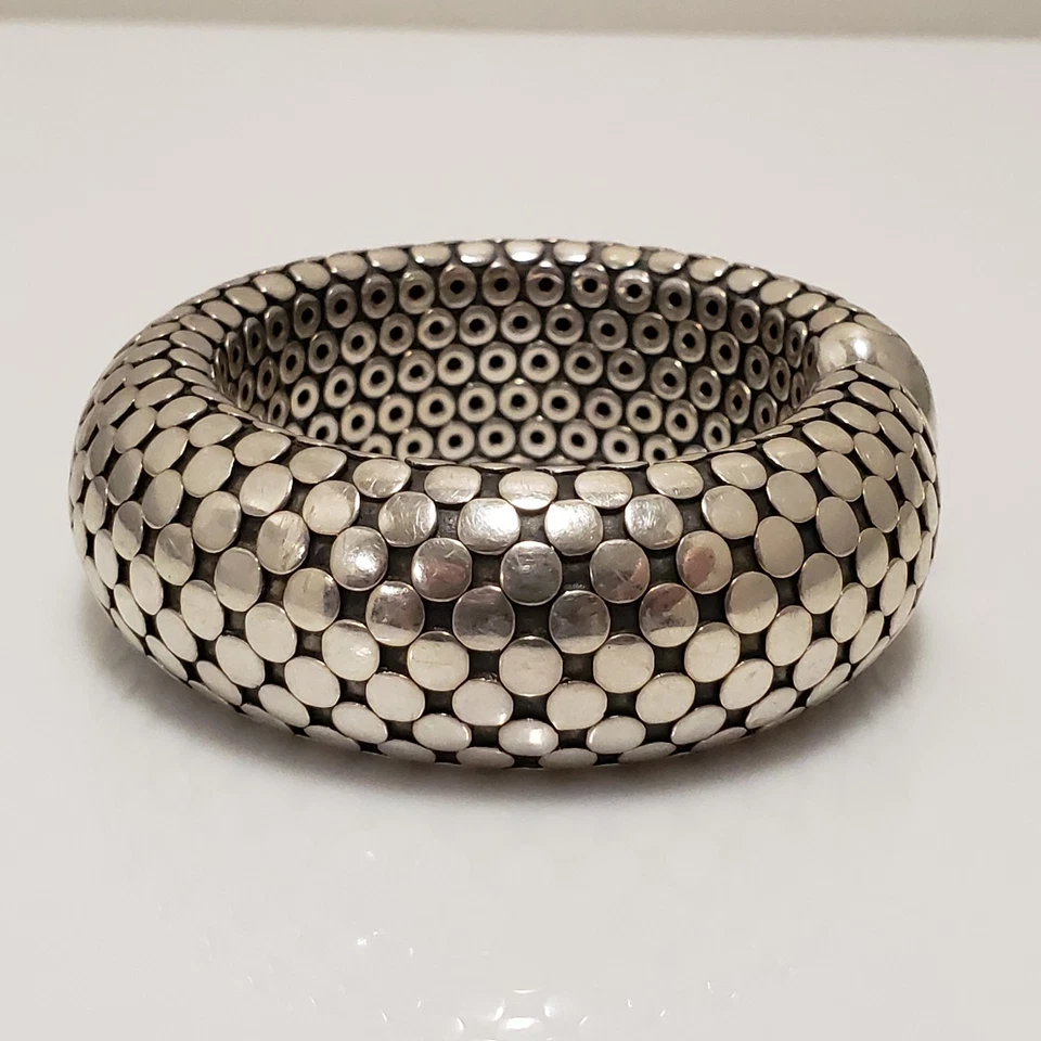 John Hardy Sterling Silver Flex Dot Cuff Bangle Wide Bracelet - Image 3 of 4