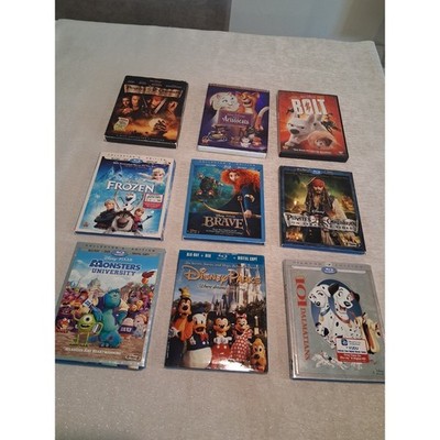Disney DVD Blu-ray Movie Lot 9 Frozen Monsters University Brave 101 Dalmatians