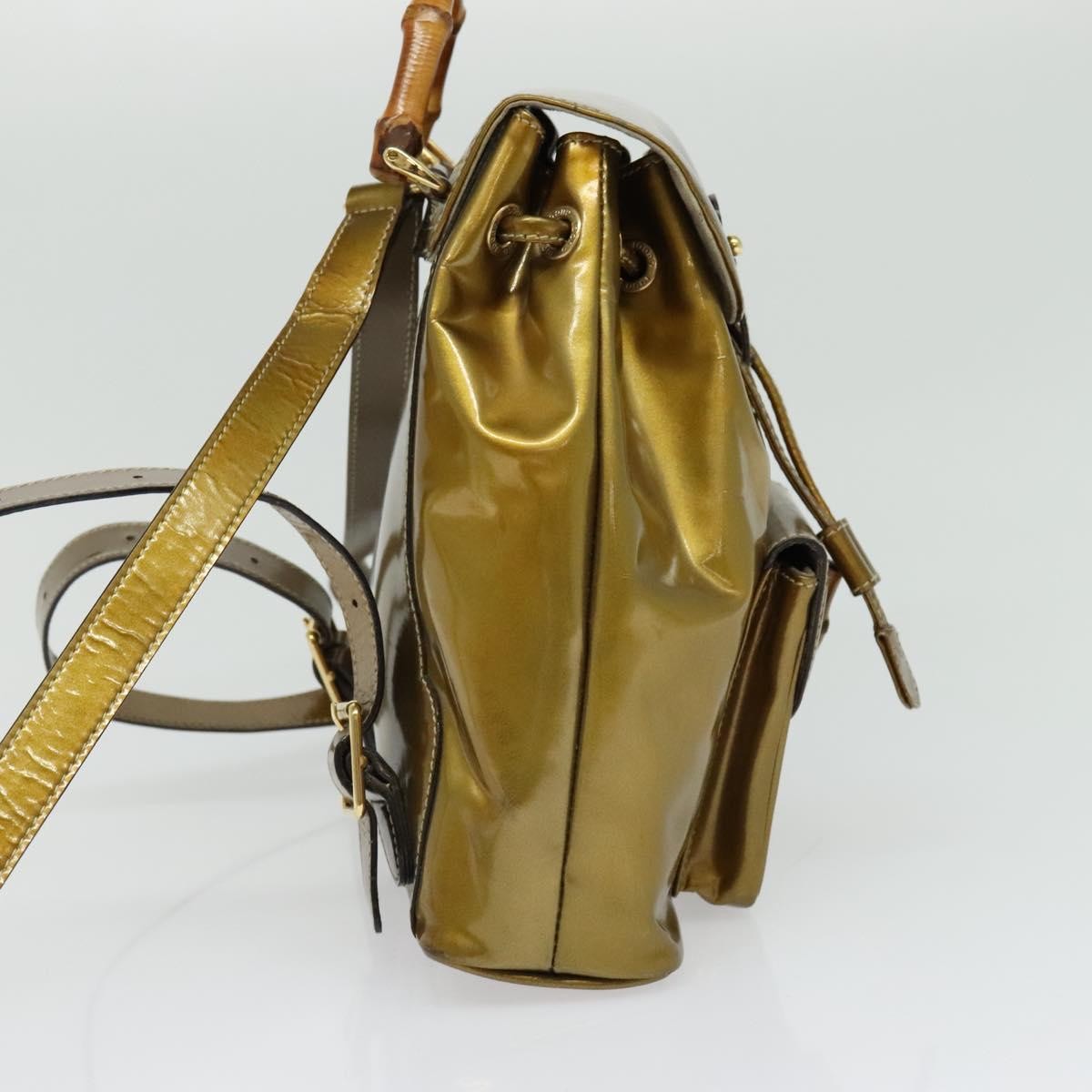 Authentic Gucci Patent leather backpack with bamboo handle 1990 main image 4
