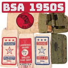 Vintage Boy Scout Lot BSA 1950s Canvas Bag, Flag, Lead Shot Bags, Rifle Kit