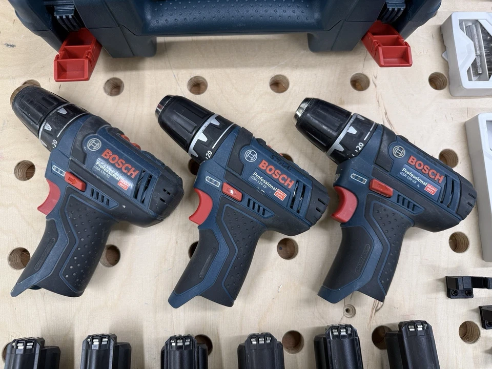 Bosch Professional 3x Akku-Bohrschrauber GSR 12 V-15 inkl. 6 Akkus 2,0 Ah - uvm! - Bild 3 von 4