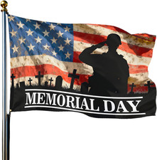 Memorial Day Flag 3X5 Ft Outdoor Double Sided Mirror Printed 4Th of July