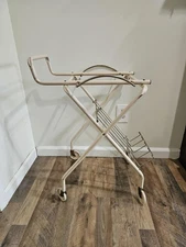 Vintage Rolling Metal MCM Record Player or TV Stand