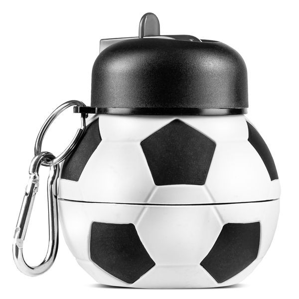 Gourde football rétractable de 550ml en silicone sans BPA pour enfant
