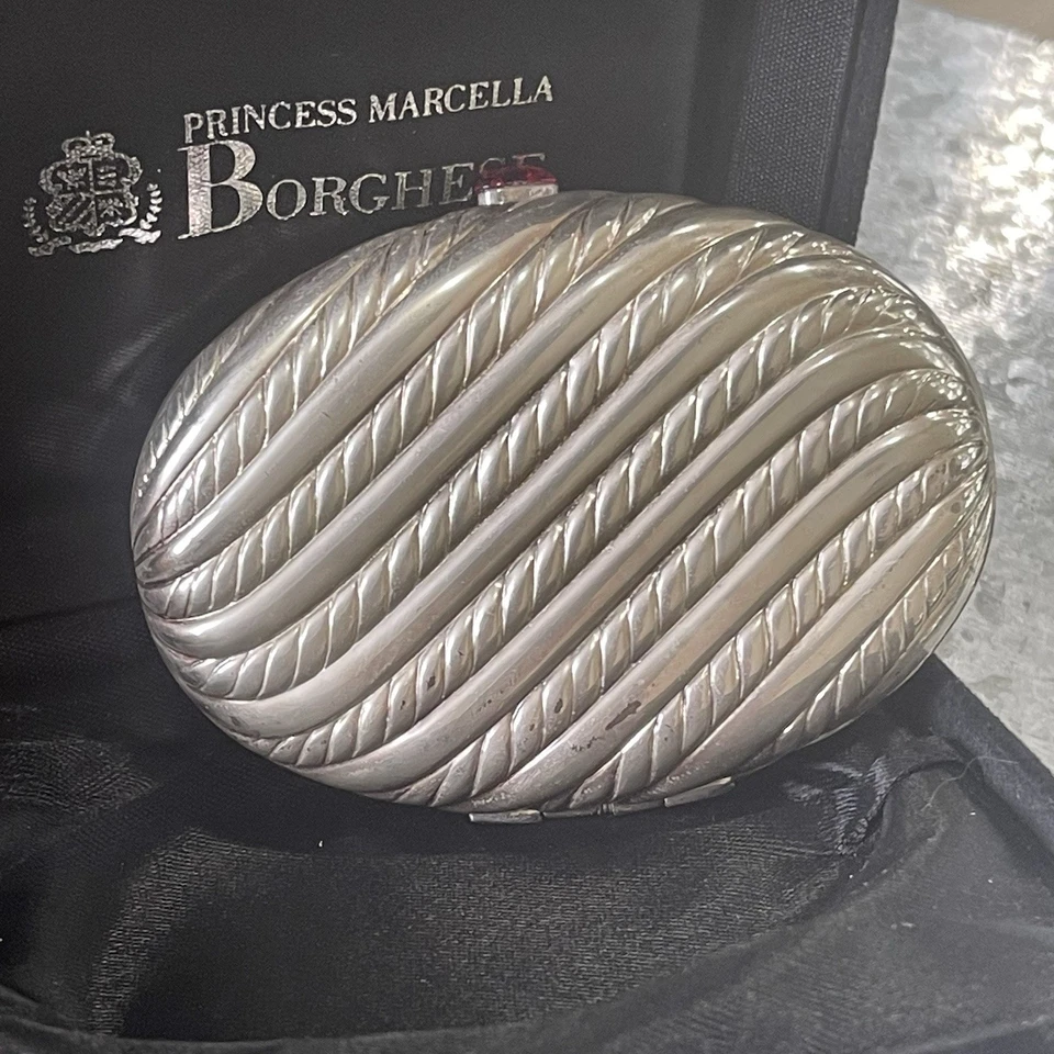 Princess Marcella Borghese Loose Powder Milano Puff Mirror Compact Vtg Boxed NOS - Image 3 of 4