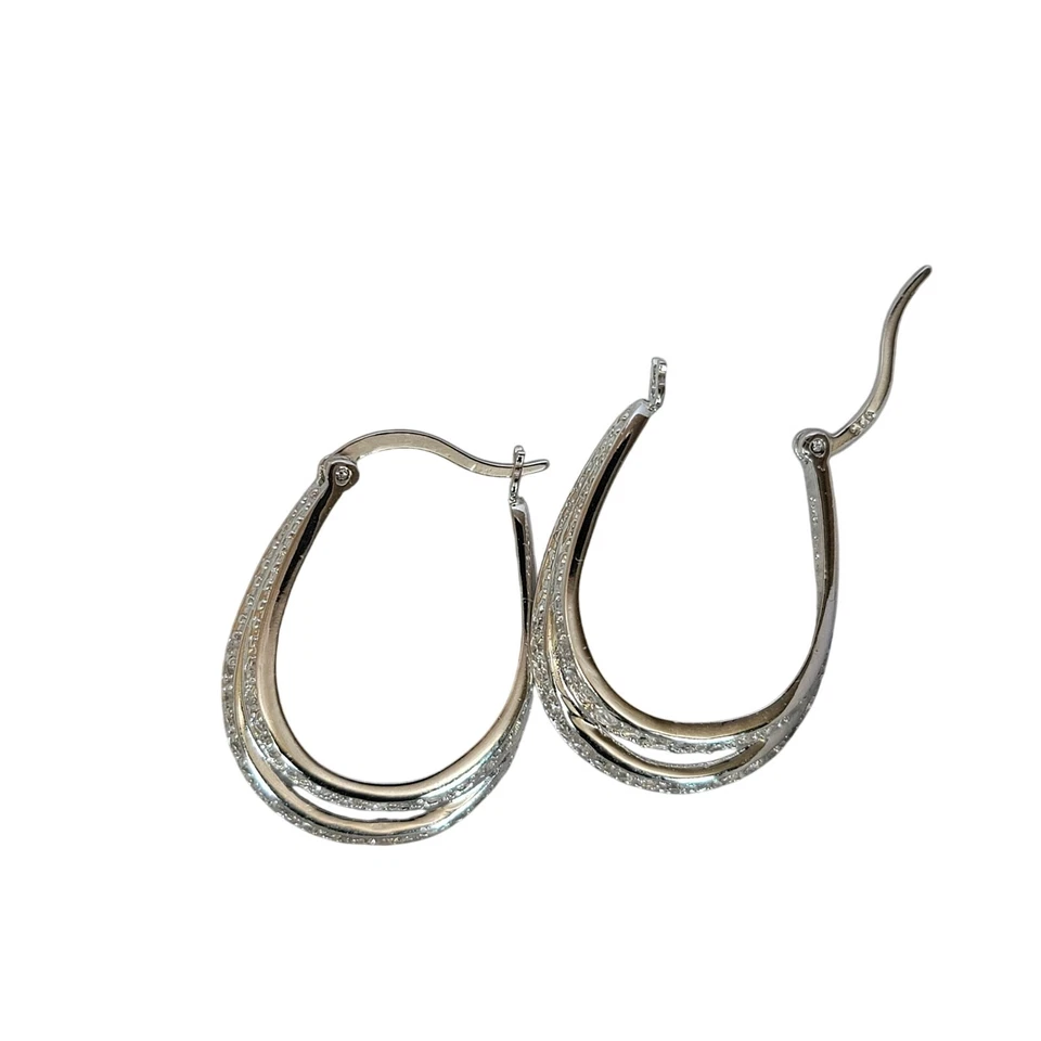 Pendientes de lágrima de plata esterlina circonita cúbica colgantes de aro vintage de 1 pulgada Foto 3 de 4