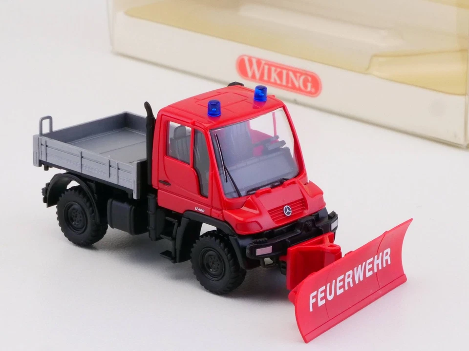 Wiking 6460433 MB Unimog Feuerwehr mit Schneepflug wie NEU! OVP 1704-30-45