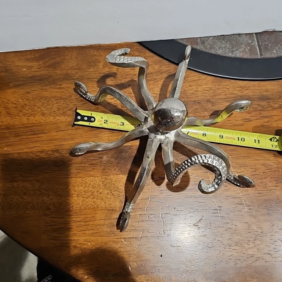 Полка оловянная отделка осьминог декор прибрежная морская статуя металлический дизайн 10 дюймов - Изображение 4 из 4