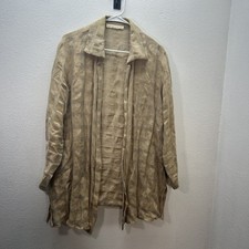 The Limited Vintage 100 Linen Windowpane Open Front Cardigan Duster Kimono SZ L