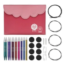 KnitPro Zing Deluxe Interchangeable Knitting Needle Set with Cables and Acces...