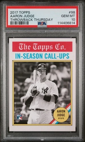 2017 Topps Throwback Thursday #98 Aaron Judge RC PSA 10🔥 New York Yankees