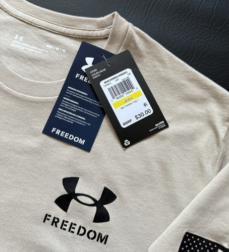 UNDER ARMOUR Mens FREEDOM Flag USA Tshirt Short Sleeve Sand Size Medium M NWT - Bild 4 von 11
