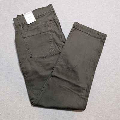 Calvin Klein Infinite Flex Mens Pants Waist Olive 36x32 Chino Slim Uniform Fit