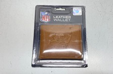 NFL Wallet Tampa Bay Buccaneers Laser Embossed Bi-Fold Brown Leather Wallet