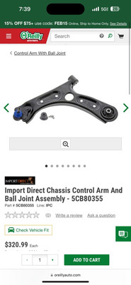 Import Direct Chassis Control Arm And Ball Joint Assembly 5CB80355