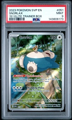 2023 POKEMON SVP EN-SV BLACK STAR PROMO 151 ELITE TRAINER BOX #051 SNORLAX PSA 9