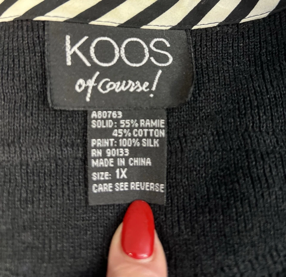 KOOS конечно туника верхний 1 X черный Рами хлопок шелк отделка Artsy богемное лагоморф - Изображение 4 из 4