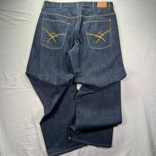 Sean John Jeans Mens 38x36 Dark Wash Wide Leg Baggy Hip Hop Denim Vintage Y2K