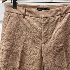 Zara Woman Women's Medium Khaki Jacquard Straight Leg Ankle Pant Party