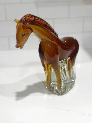 HORSE Hand Fused Glass Art Vinci  Dynasty Gallery MCM MURANO STYLE Western Ranch