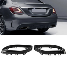 2x Cubierta de punta de tubo de escape negro brillante para Mercedes Benz Clase C W205 AMG-Line