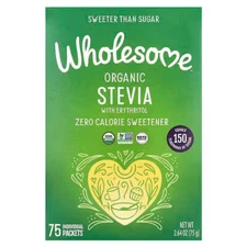 Wholesome Organic Stevia, Zero Calorie Sweetener Blend, Non GMO, 75 Count