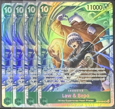 4x One Piece ST24-004 SR Law & Bepo - English - Foil - Playset - TCG - NM/M