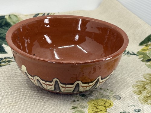 VINTAGE Horezu marble glazed terracotta bowl dish Made in Romania - Picture 6 of 7