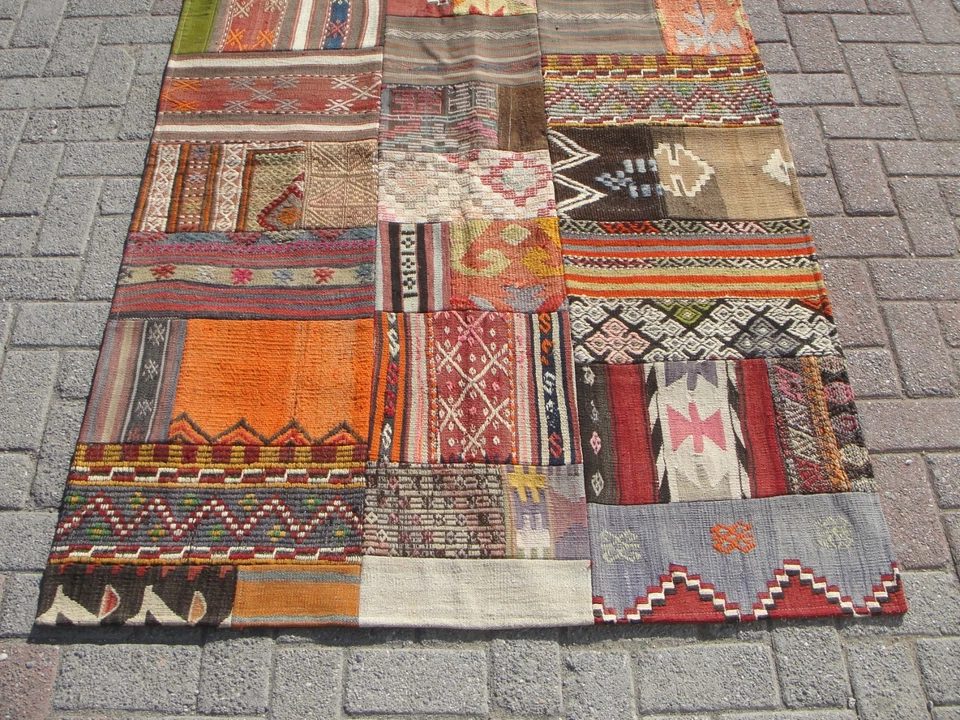 4x6 Medium Patchwork Kilim Area Rugs - Rug for Living room - Image 2 of 4