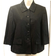 Talbots petite 12 Black Irish Linen Jacket blazer 25-550-1