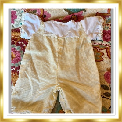 Schöner Vintage Kohl Patch Kinder Baby Frühchen gelb Strampler