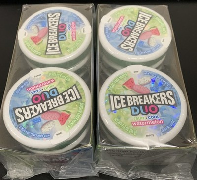 16 Pack Ice Breakers Duo Watermelon Mints 1.3oz Tins BULK Sugar Free
