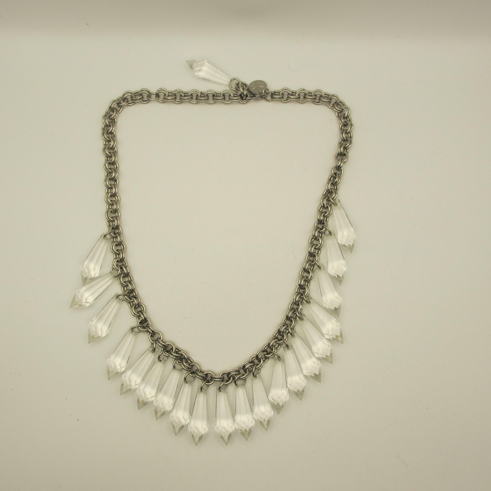 Lucite Necklace Drop Dangle Statement Silver Tone… - image 7