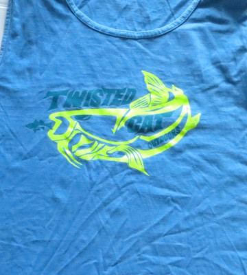 Twisted Cat Outdoors Fishing Blue Tank Top Size Large CatFish Tournament