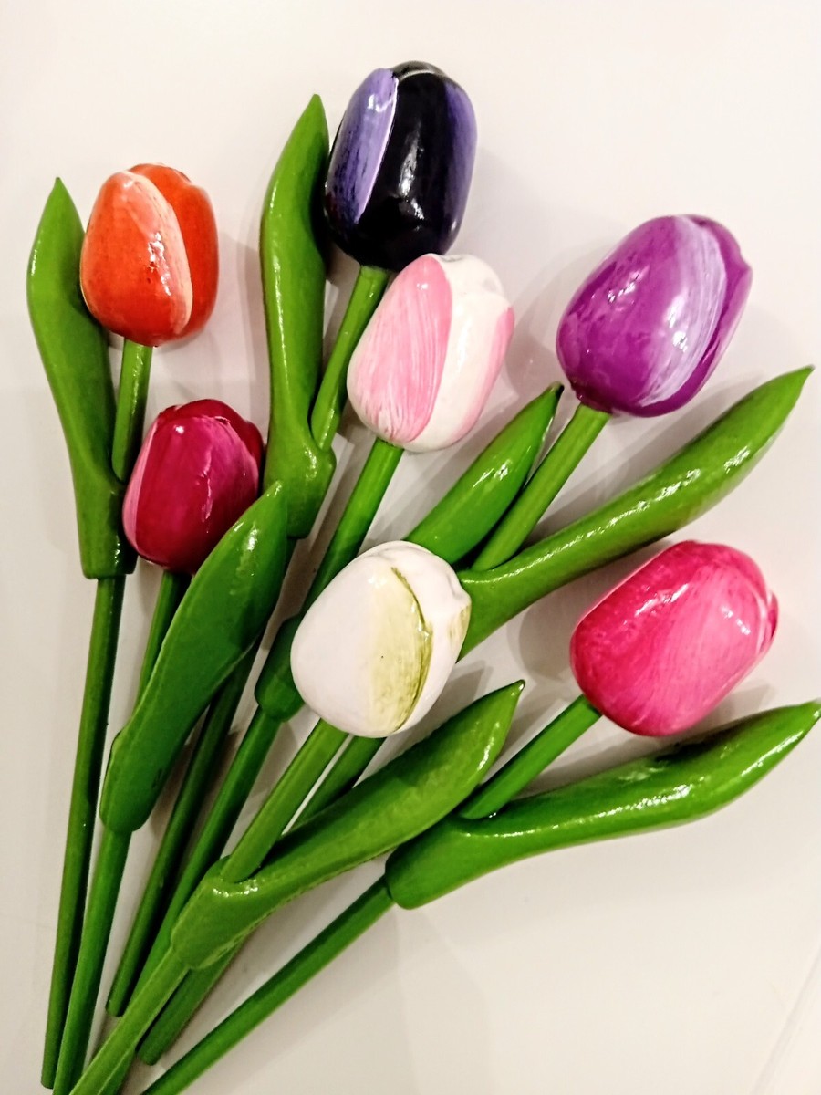 7 Wooden tulips Dutch flowers Wood Holland tulip Gift for Mom
