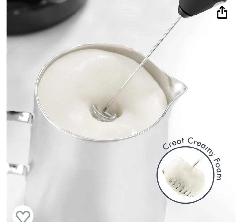 Milk Frother Handheld Battery Operated Electric Foam Maker  Powerful Color Black