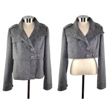 Millard Fillmore Wool Cashmere Convertible Pea Coat Zip-off Bottom Size M Gray