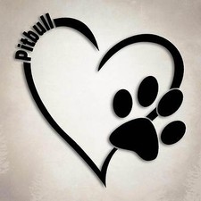 Pitbull Terrier Dog Love Decal Paw Heart Sticker Car Laptop Puppy Animal Rescue
