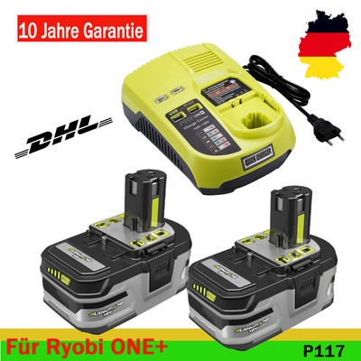 2x Für Original Ryobi Akku 18V 9Ah HP Lithium ONE+ Plus RB18L60 P108 / Ladegerät