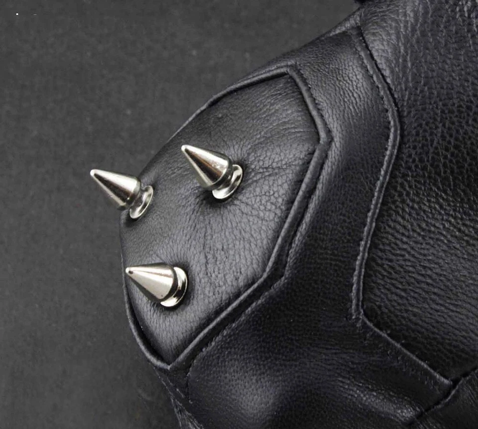 Punk Rocker Party Driving Motorcycle Rivet Real Leather Fingerless Men Gloves - Image 3 of 4