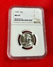 1942 US SILVER QUARTER NGC MS 63