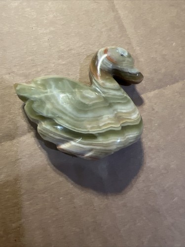 Duck Figurine Carved Alabaster Paperweight Figurine Swan Bird Marble - Picture 5 of 6