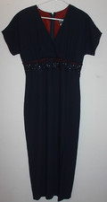 Datiani Navy Lace Pencil Sheath 80s 90s Midi Long Dress Vintage Women’s Size 12