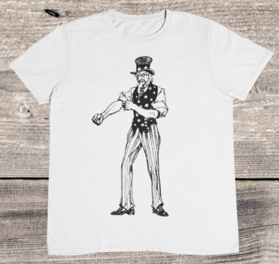 Vintage Uncle Sam Cartoon T-Shirt - Retro Uncle Sam - %100 Premium Baumwolle