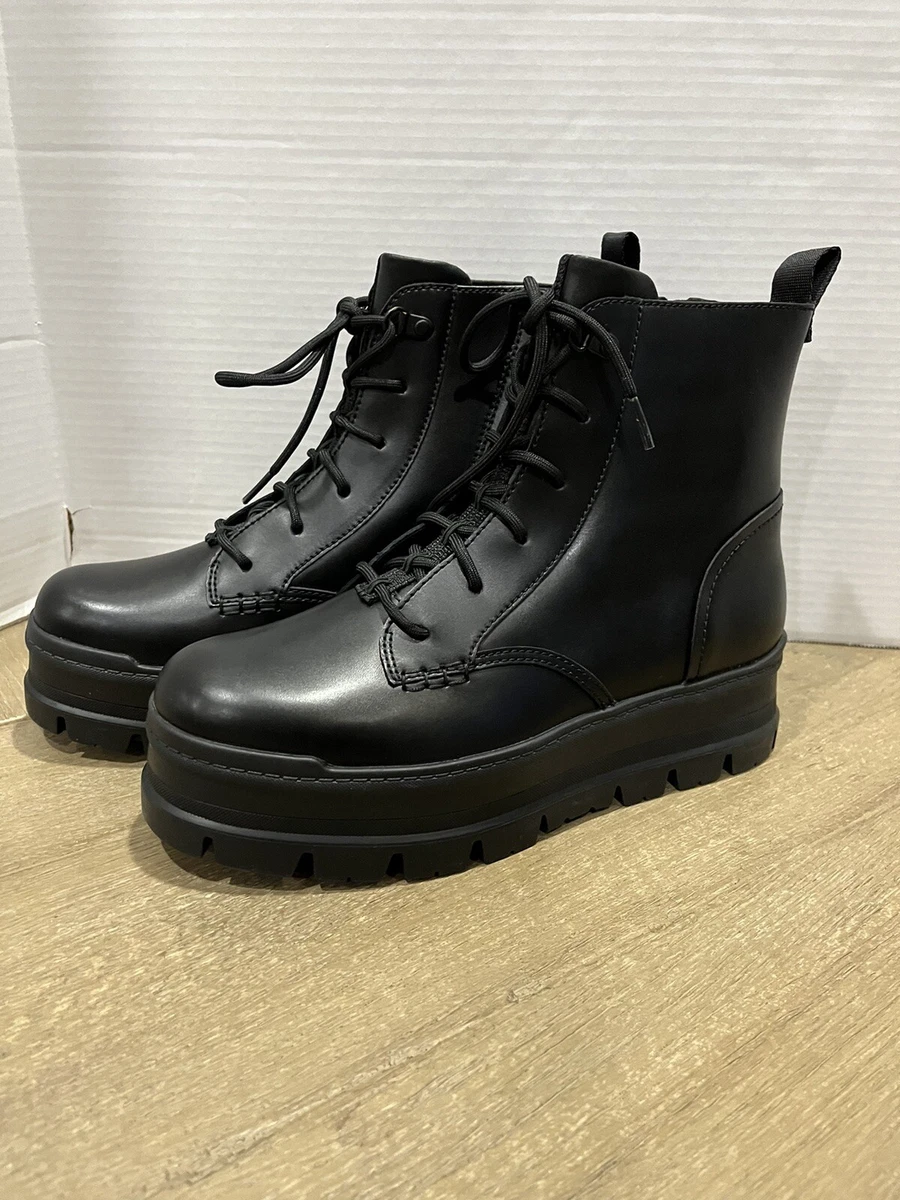 Black waterproof top combat boots